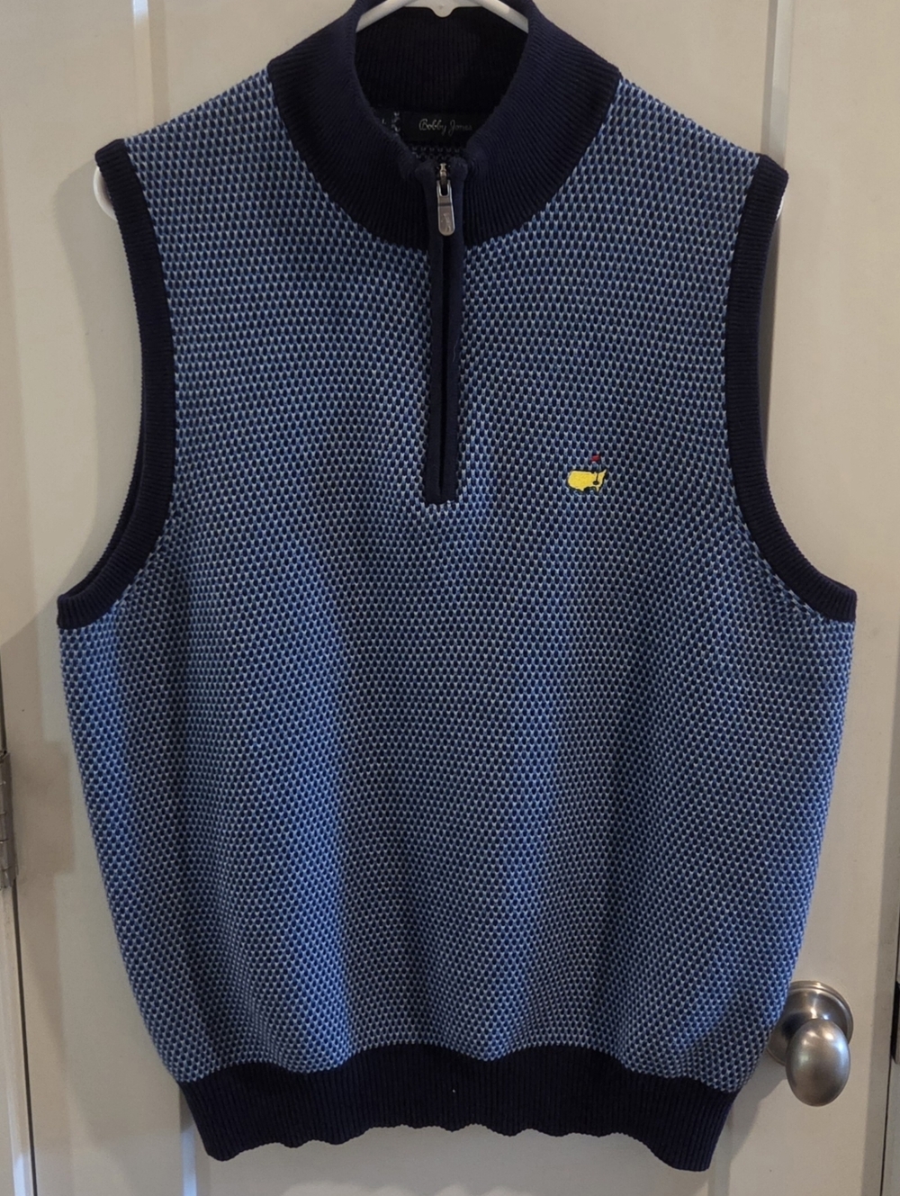 Bobby Jones Quarter-Zip Textured Masters Golf Sweater Vest - Size Large